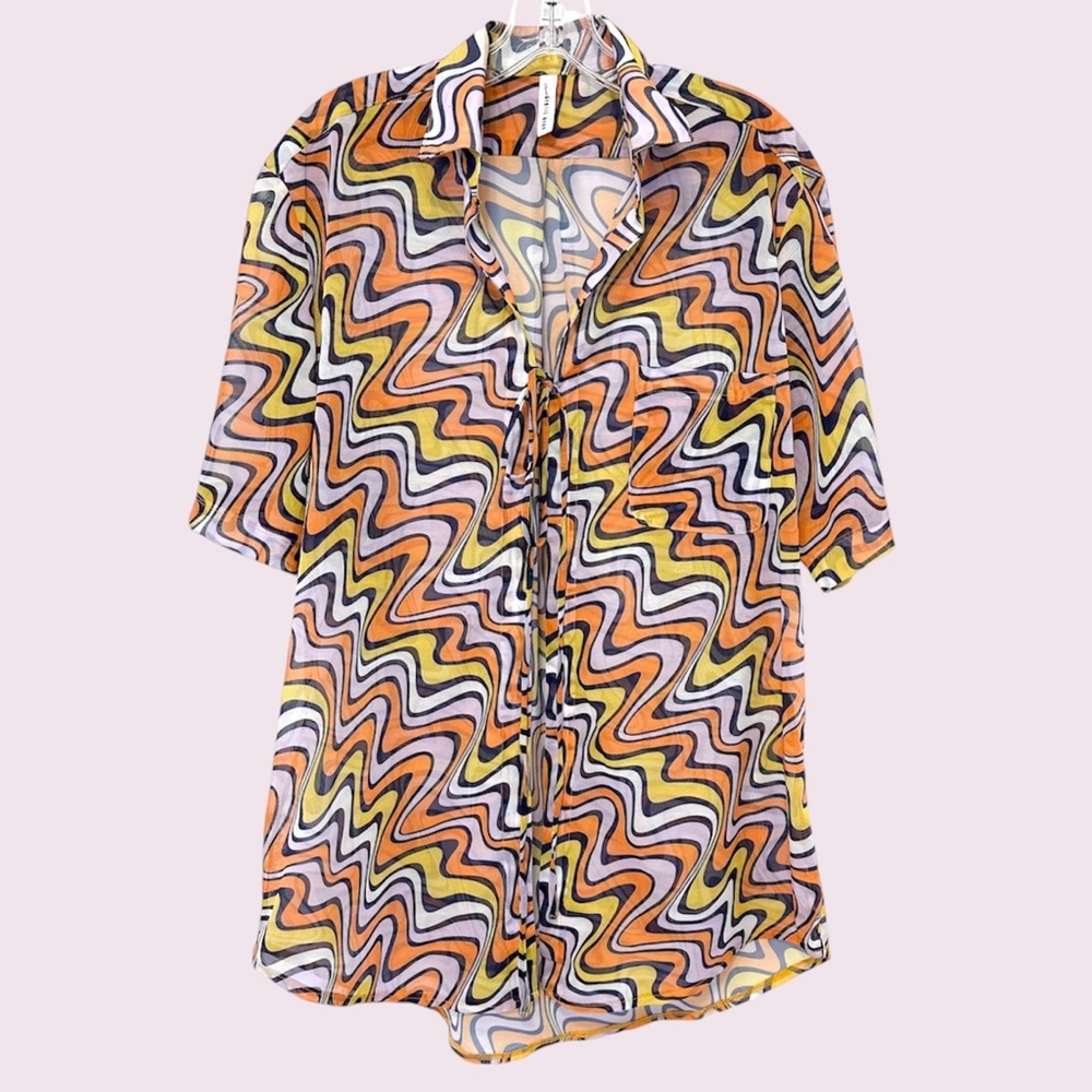 Adam selman sport retro swirl vacation shirt